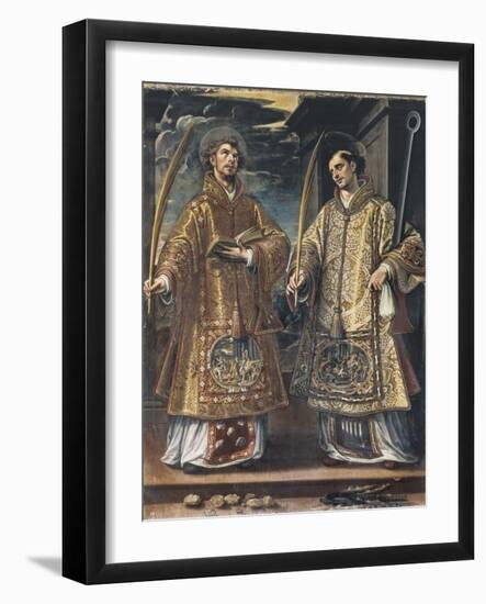 Saint Lawrence and Saint Stephen-Alonso Sanchez Coello-Framed Art Print