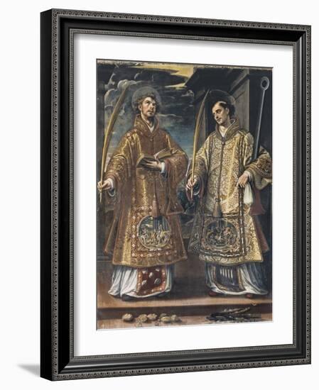 Saint Lawrence and Saint Stephen-Alonso Sanchez Coello-Framed Art Print