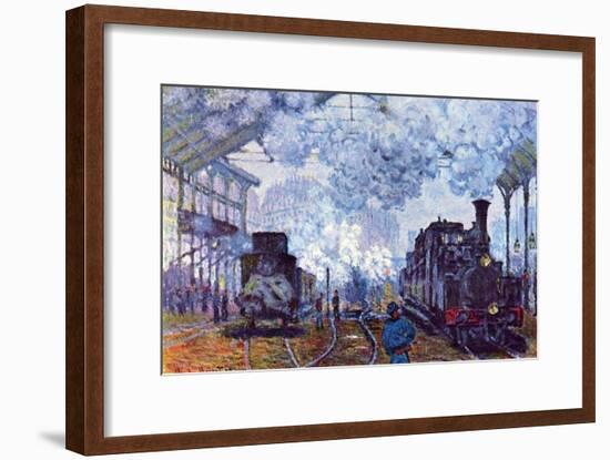Saint Lazare Station in Paris, Arrival of a Train-Claude Monet-Framed Art Print