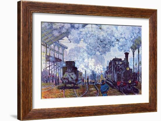 Saint Lazare Station in Paris, Arrival of a Train-Claude Monet-Framed Art Print