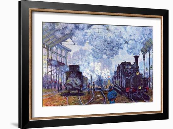 Saint Lazare Station in Paris, Arrival of a Train-Claude Monet-Framed Art Print