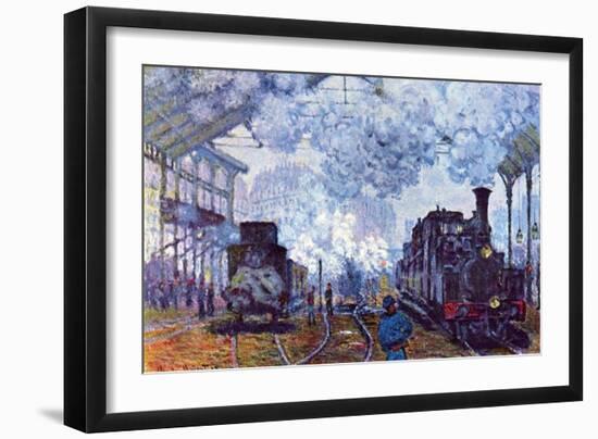 Saint Lazare Station in Paris, Arrival of a Train-Claude Monet-Framed Art Print