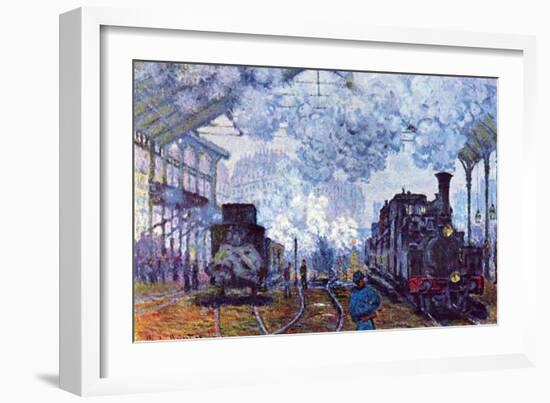 Saint Lazare Station in Paris, Arrival of a Train-Claude Monet-Framed Art Print