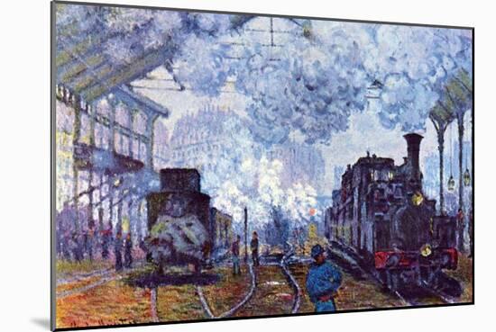 Saint Lazare Station in Paris, Arrival of a Train-Claude Monet-Mounted Art Print