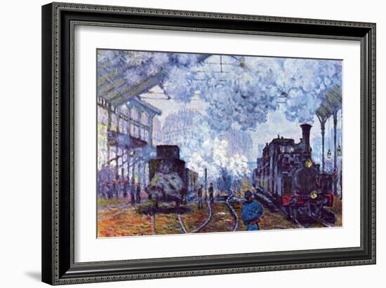 Saint Lazare Station in Paris, Arrival of a Train-Claude Monet-Framed Art Print