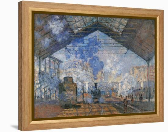 Saint Lazare Station-Claude Monet-Framed Stretched Canvas