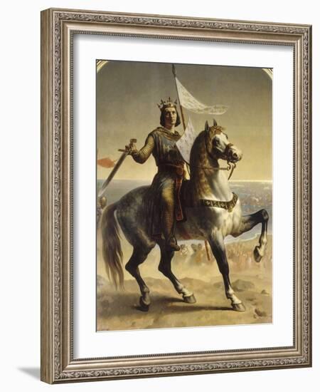 Saint Louis (Louis IX), roi de France en 1226 (1214-1270), portrait équestre lors de son-Emile Signol-Framed Giclee Print