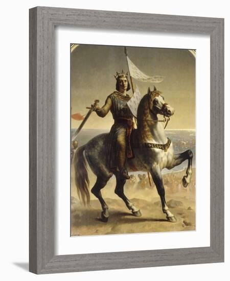 Saint Louis (Louis IX), roi de France en 1226 (1214-1270), portrait équestre lors de son-Emile Signol-Framed Giclee Print