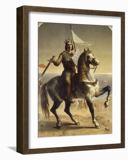 Saint Louis (Louis IX), roi de France en 1226 (1214-1270), portrait équestre lors de son-Emile Signol-Framed Giclee Print