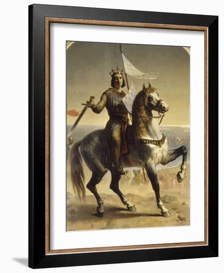 Saint Louis (Louis IX), roi de France en 1226 (1214-1270), portrait équestre lors de son-Emile Signol-Framed Giclee Print