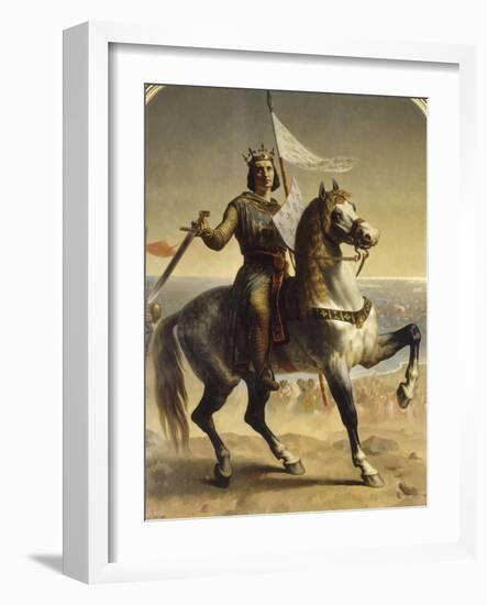 Saint Louis (Louis IX), roi de France en 1226 (1214-1270), portrait équestre lors de son-Emile Signol-Framed Giclee Print