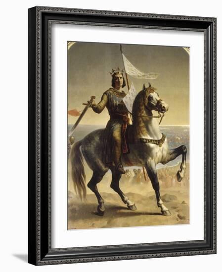 Saint Louis (Louis IX), roi de France en 1226 (1214-1270), portrait équestre lors de son-Emile Signol-Framed Giclee Print