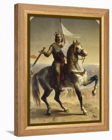 Saint Louis (Louis IX), roi de France en 1226 (1214-1270), portrait équestre lors de son-Emile Signol-Framed Premier Image Canvas