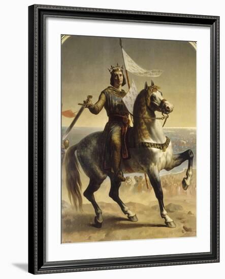 Saint Louis (Louis IX), roi de France en 1226 (1214-1270), portrait équestre lors de son-Emile Signol-Framed Giclee Print