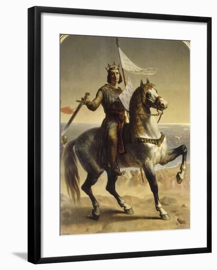 Saint Louis (Louis IX), roi de France en 1226 (1214-1270), portrait équestre lors de son-Emile Signol-Framed Giclee Print