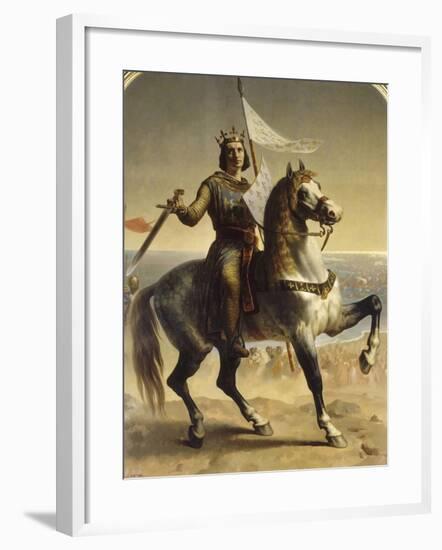 Saint Louis (Louis IX), roi de France en 1226 (1214-1270), portrait équestre lors de son-Emile Signol-Framed Giclee Print