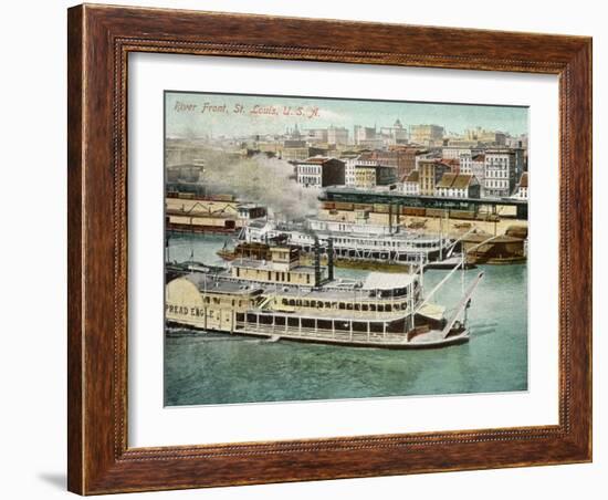 Saint Louis, Missouri: River Front, with Steamboat-null-Framed Photographic Print