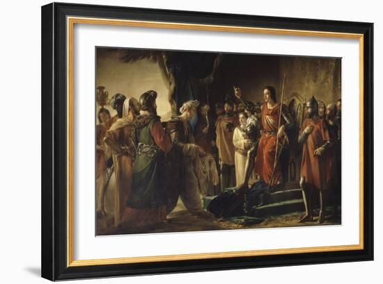 Saint-Louis reçoit à Saint-Jean d'Acre (Ptolémaïs) les envoyés de Rachid el Din Sinan, dit "le-Georges Rouget-Framed Giclee Print