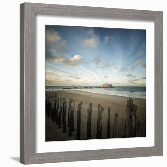 Saint Malo beach in Brittany - square-Philippe Manguin-Framed Photographic Print