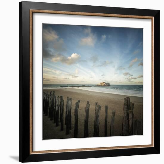 Saint Malo beach in Brittany - square-Philippe Manguin-Framed Photographic Print