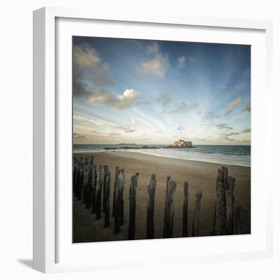 Saint Malo beach in Brittany - square-Philippe Manguin-Framed Photographic Print