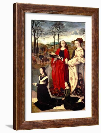 Saint Margaret and Saint Mary Magdalen with Maria Portinari and her daughter-Hugo van der Goes-Framed Giclee Print