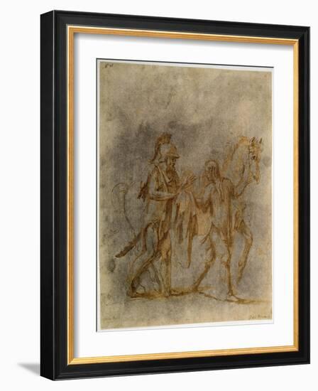 'Saint Martin and a Beggar', early 16th century-Giulio Romano-Framed Giclee Print