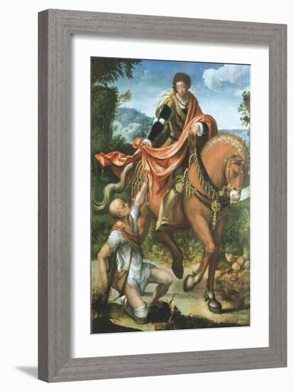 Saint Martin Dividing His Cloak-Pieter Coecke van Aelst-Framed Giclee Print