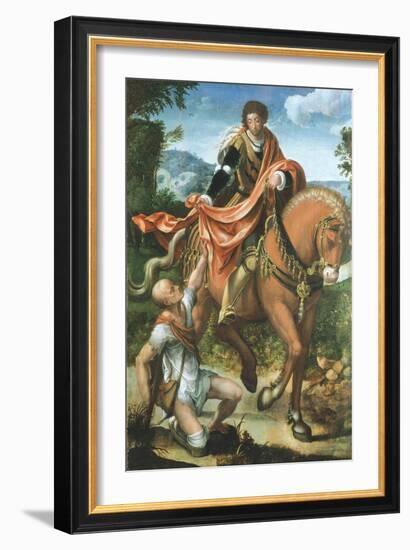 Saint Martin Dividing His Cloak-Pieter Coecke van Aelst-Framed Giclee Print