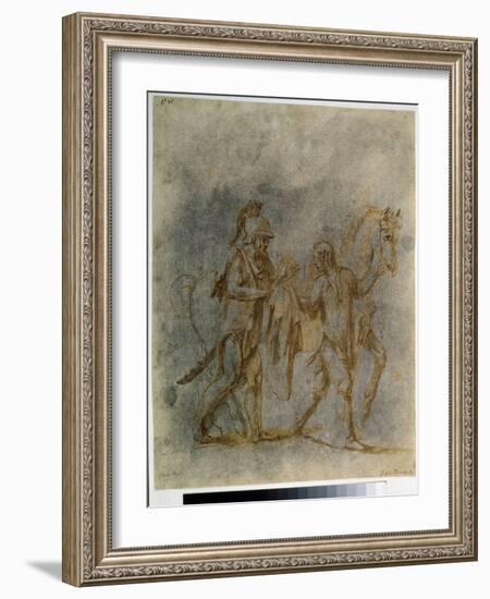 Saint Martin Et Le Mendiant  (Saint Martin and a Beggar) Aquarelle Et Encre De Giulio Pippi De' Ja-Giulio Romano-Framed Giclee Print