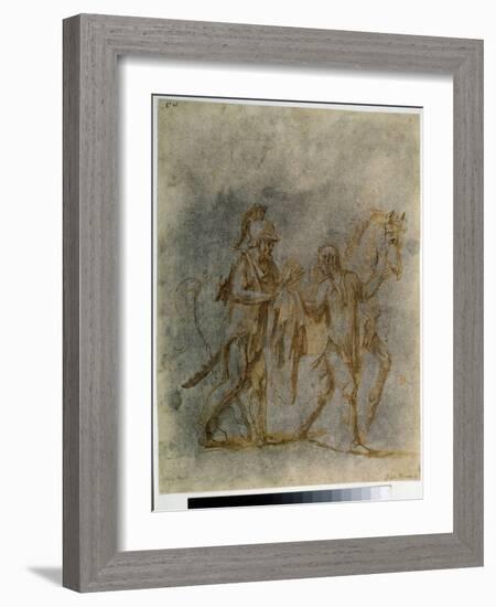 Saint Martin Et Le Mendiant  (Saint Martin and a Beggar) Aquarelle Et Encre De Giulio Pippi De' Ja-Giulio Romano-Framed Giclee Print