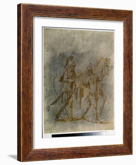 Saint Martin Et Le Mendiant  (Saint Martin and a Beggar) Aquarelle Et Encre De Giulio Pippi De' Ja-Giulio Romano-Framed Giclee Print