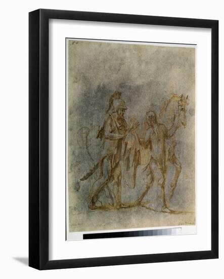 Saint Martin Et Le Mendiant  (Saint Martin and a Beggar) Aquarelle Et Encre De Giulio Pippi De' Ja-Giulio Romano-Framed Giclee Print