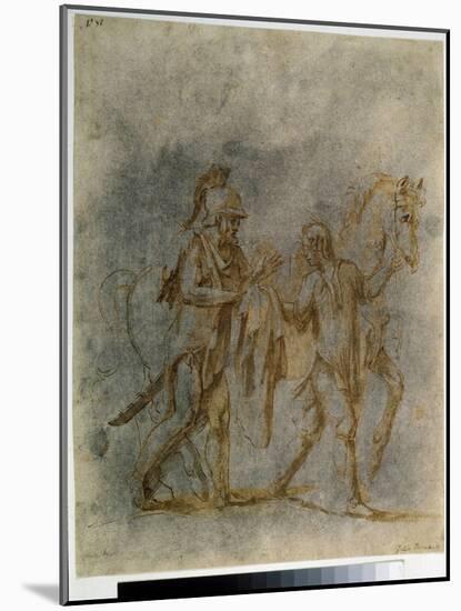 Saint Martin Et Le Mendiant  (Saint Martin and a Beggar) Aquarelle Et Encre De Giulio Pippi De' Ja-Giulio Romano-Mounted Giclee Print