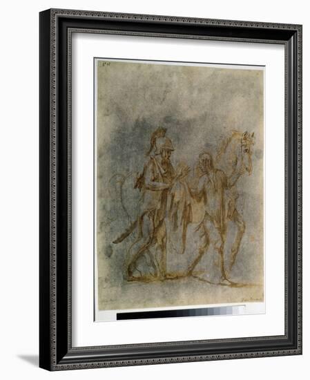 Saint Martin Et Le Mendiant  (Saint Martin and a Beggar) Aquarelle Et Encre De Giulio Pippi De' Ja-Giulio Romano-Framed Giclee Print