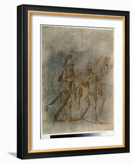 Saint Martin Et Le Mendiant  (Saint Martin and a Beggar) Aquarelle Et Encre De Giulio Pippi De' Ja-Giulio Romano-Framed Giclee Print