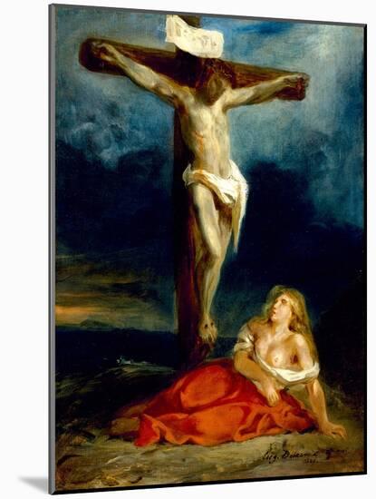 Saint Mary Magdalene at the Foot of the Cross, 1829 (Oil on Canvas)-Ferdinand Victor Eugene Delacroix-Mounted Giclee Print