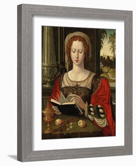 Saint Mary Magdalene Reading, at a Table with Fruit and a Golden Tazza-null-Framed Giclee Print