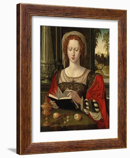 Saint Mary Magdalene Reading, at a Table with Fruit and a Golden Tazza-null-Framed Giclee Print