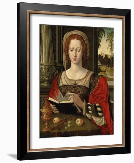 Saint Mary Magdalene Reading, at a Table with Fruit and a Golden Tazza-null-Framed Giclee Print