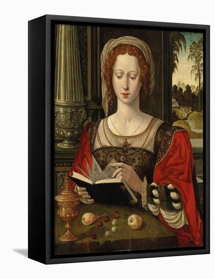 Saint Mary Magdalene Reading, at a Table with Fruit and a Golden Tazza-null-Framed Premier Image Canvas