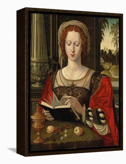 Saint Mary Magdalene Reading, at a Table with Fruit and a Golden Tazza-null-Framed Premier Image Canvas