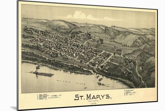 Saint Marys, West Virginia - Panoramic Map-Lantern Press-Mounted Art Print
