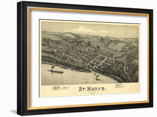 Saint Marys, West Virginia - Panoramic Map-Lantern Press-Framed Art Print