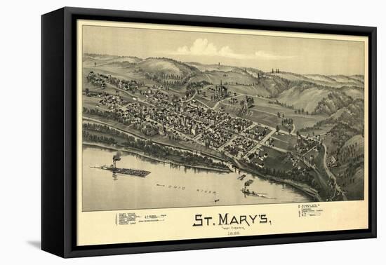 Saint Marys, West Virginia - Panoramic Map-Lantern Press-Framed Stretched Canvas