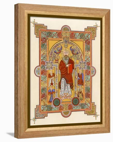 Saint Matthew, an Illuminated Manuscript Page from the Book of Kells, 8th or 9th Century Ad-null-Framed Premier Image Canvas