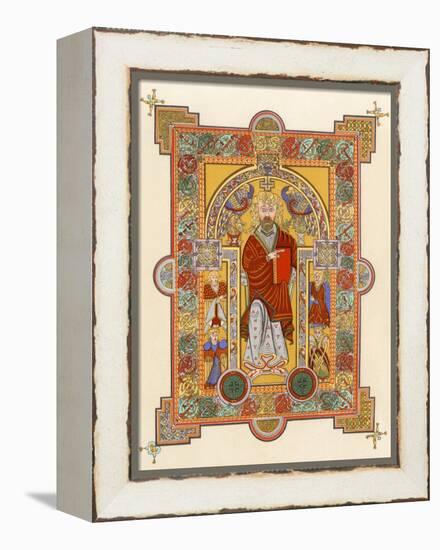 Saint Matthew, an Illuminated Manuscript Page from the Book of Kells, 8th or 9th Century Ad-null-Framed Premier Image Canvas