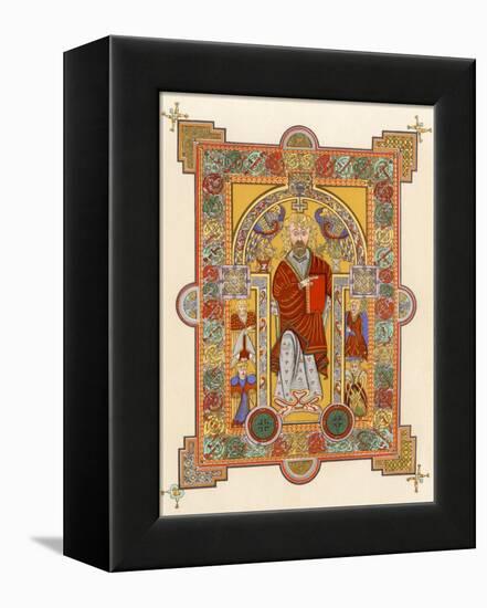 Saint Matthew, an Illuminated Manuscript Page from the Book of Kells, 8th or 9th Century Ad-null-Framed Premier Image Canvas