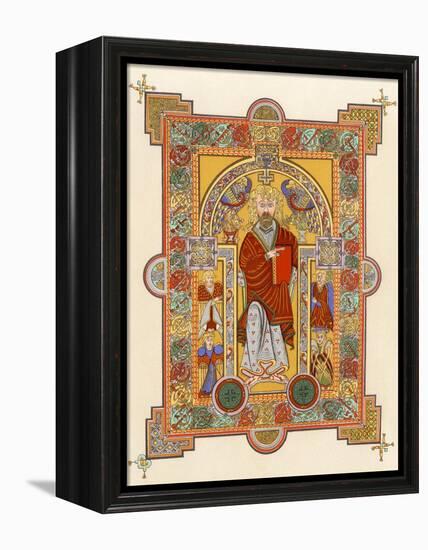 Saint Matthew, an Illuminated Manuscript Page from the Book of Kells, 8th or 9th Century Ad-null-Framed Premier Image Canvas