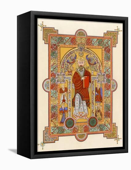 Saint Matthew, an Illuminated Manuscript Page from the Book of Kells, 8th or 9th Century Ad-null-Framed Premier Image Canvas